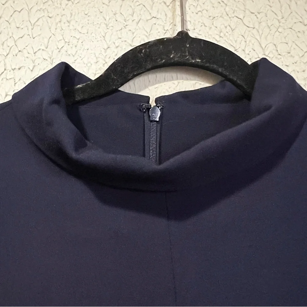 J. McLaughlin Leila NAVY Cap Sleeve Rollover Collar A line dress size X Small - Picture 8 of 12